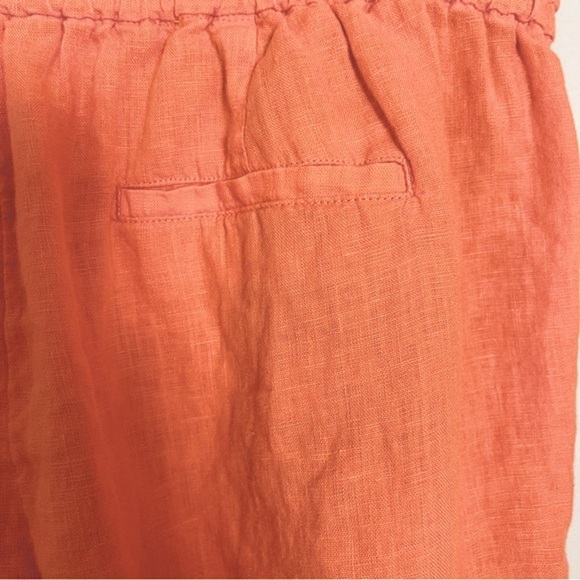 J. Crew Apricot Orange Linen Cropped Pull On Pants Size Large Lagenlook Beachy - Picture 6 of 12